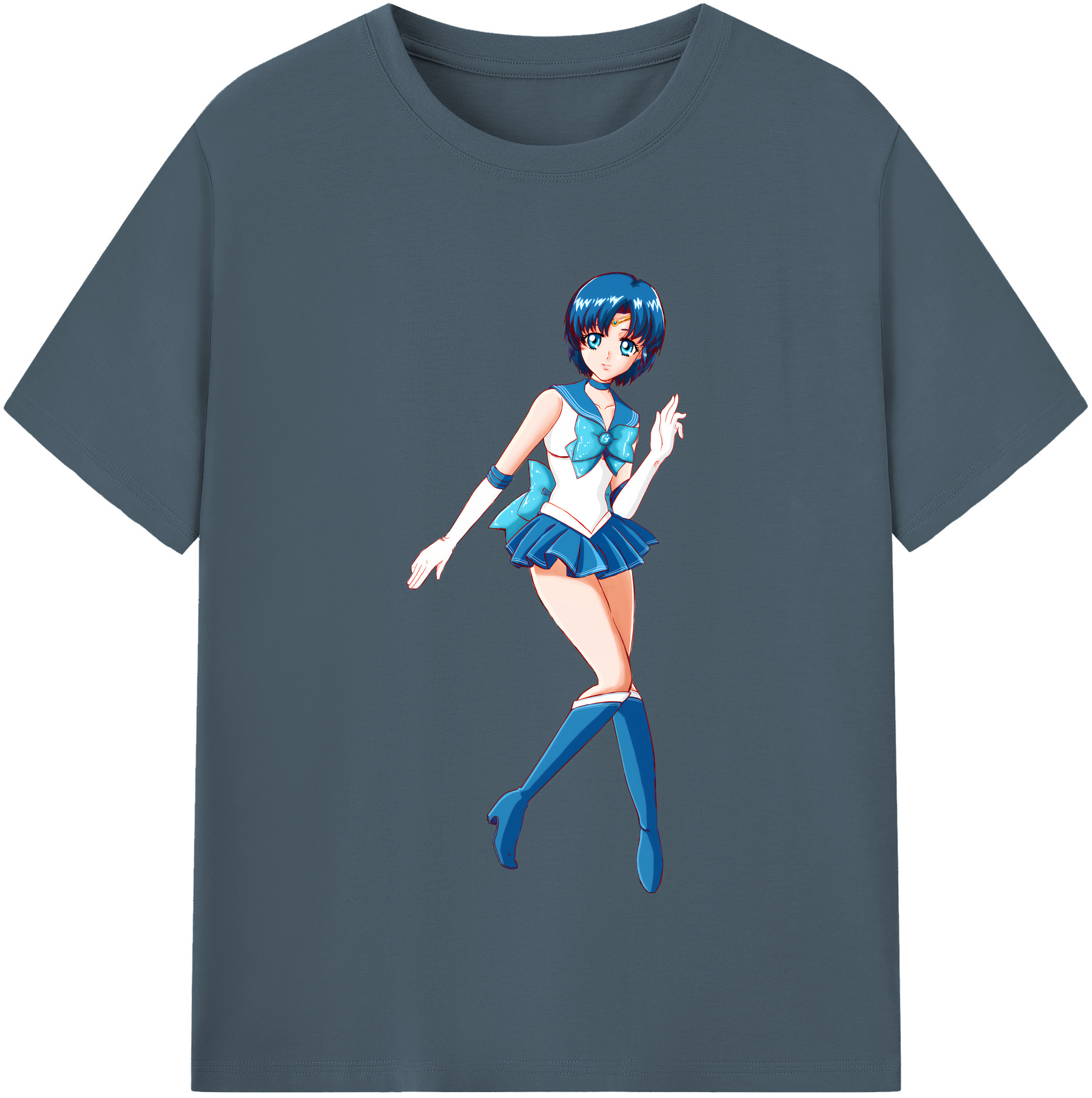 （画像用） 美少女戦士セーラームーン 水野 亜美 みずの あみ Sailor Moon Mizuno Ami 綿100％半袖Tシャツ（フロントプリント）